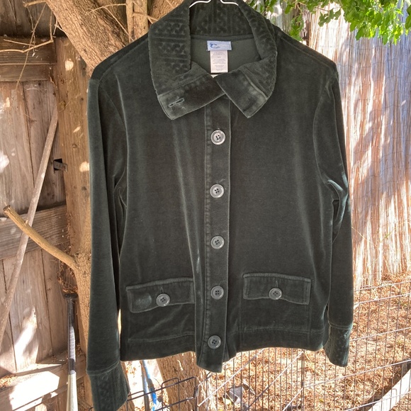 Vintage Green Velvet Button Up Shirt / Cardigan - Picture 3 of 8